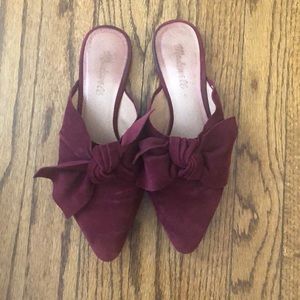 Madewell bow mules Sz 8 Pinot noir color